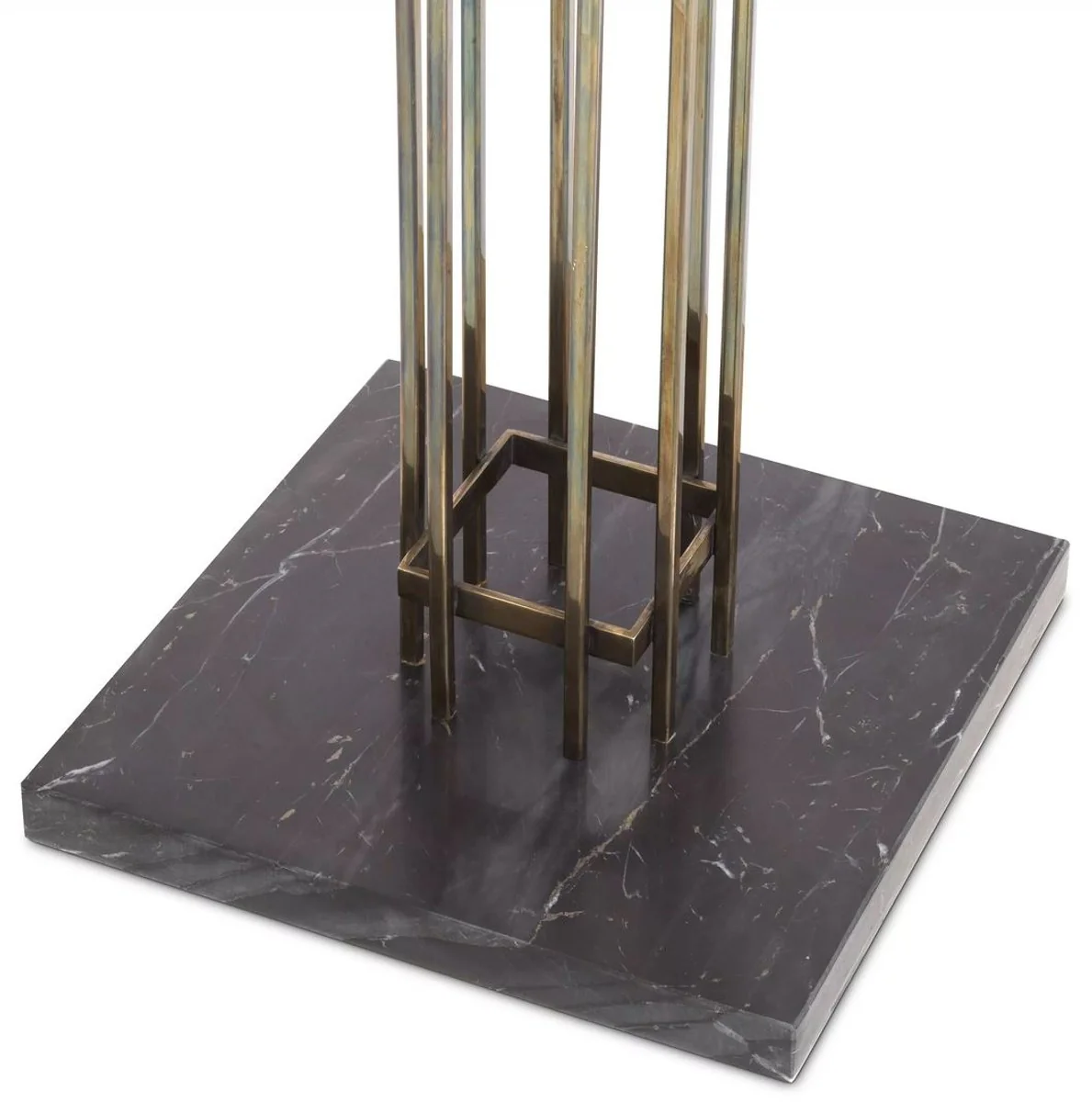 Luxus Garderobenständer Vintage Messing / Schwarz 38,5 x 38,5 H. 165,5 cm - Edelstahl Kleiderständer mit Marmorsockel - Garderoben Möbel - Luxus Möbel - Luxus Einrichtung