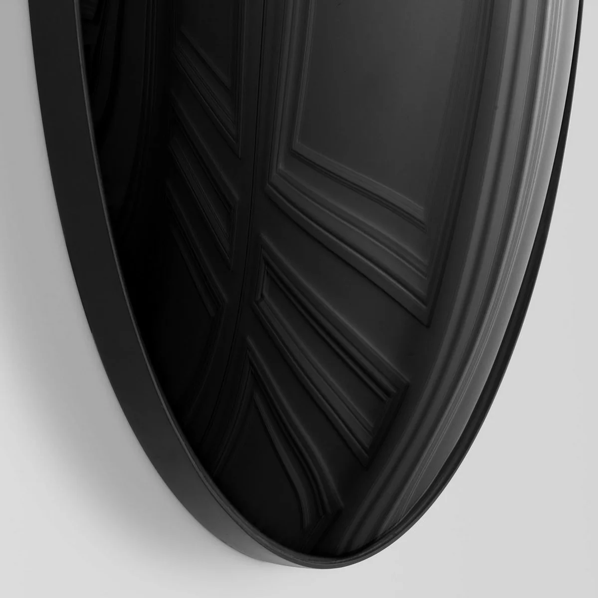 Luxus Spiegel Schwarz Ø 91 cm - Runder konvexer Wandspiegel - Luxus Möbel