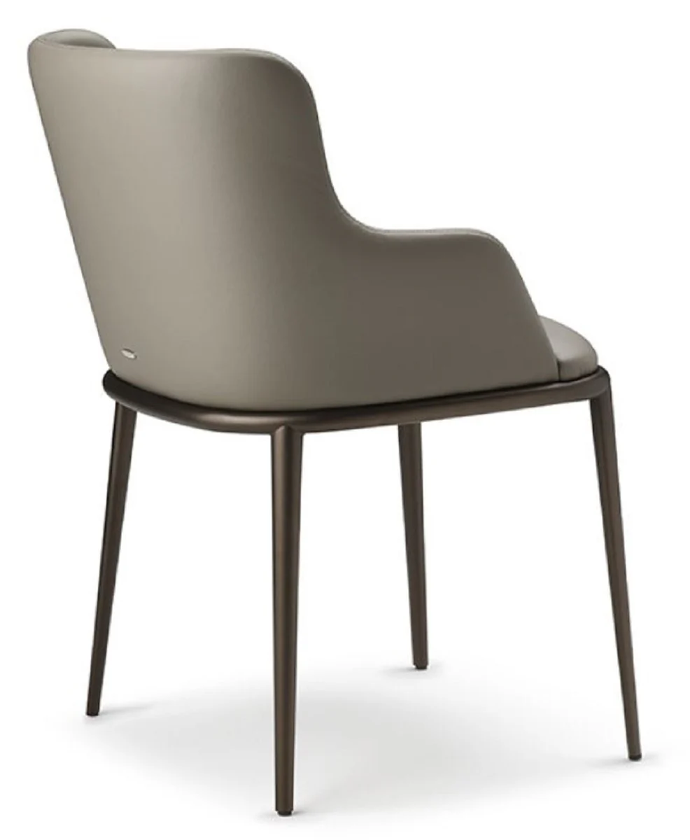 Luxus Esszimmerstuhl 8er Set Grau / Schwarz - Luxus Esszimmer & Restaurant Möbel - Luxus Qualität - Made in Italy