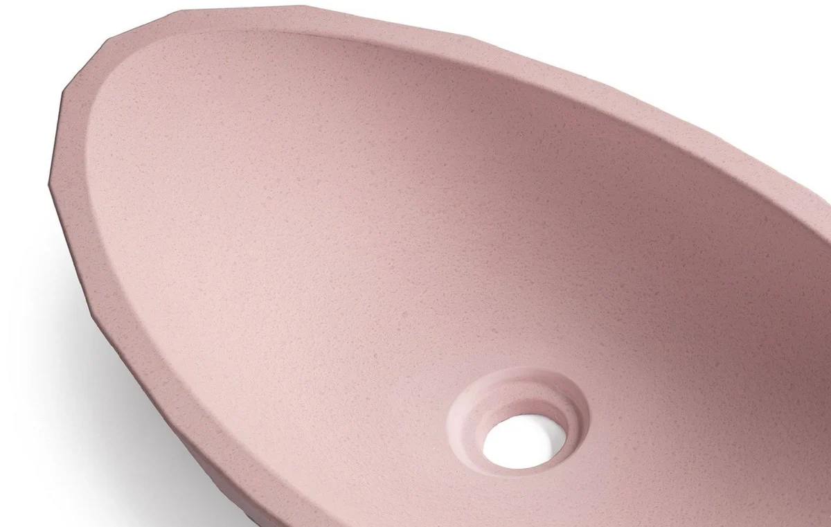 Luxus Waschbecken Schale Rosa 60,9 x 29,7 x H. 11,9 cm - Handgefertigtes Beton Waschbecken - Badezimmer Accessoires - Luxus Badezimmer Zubehör