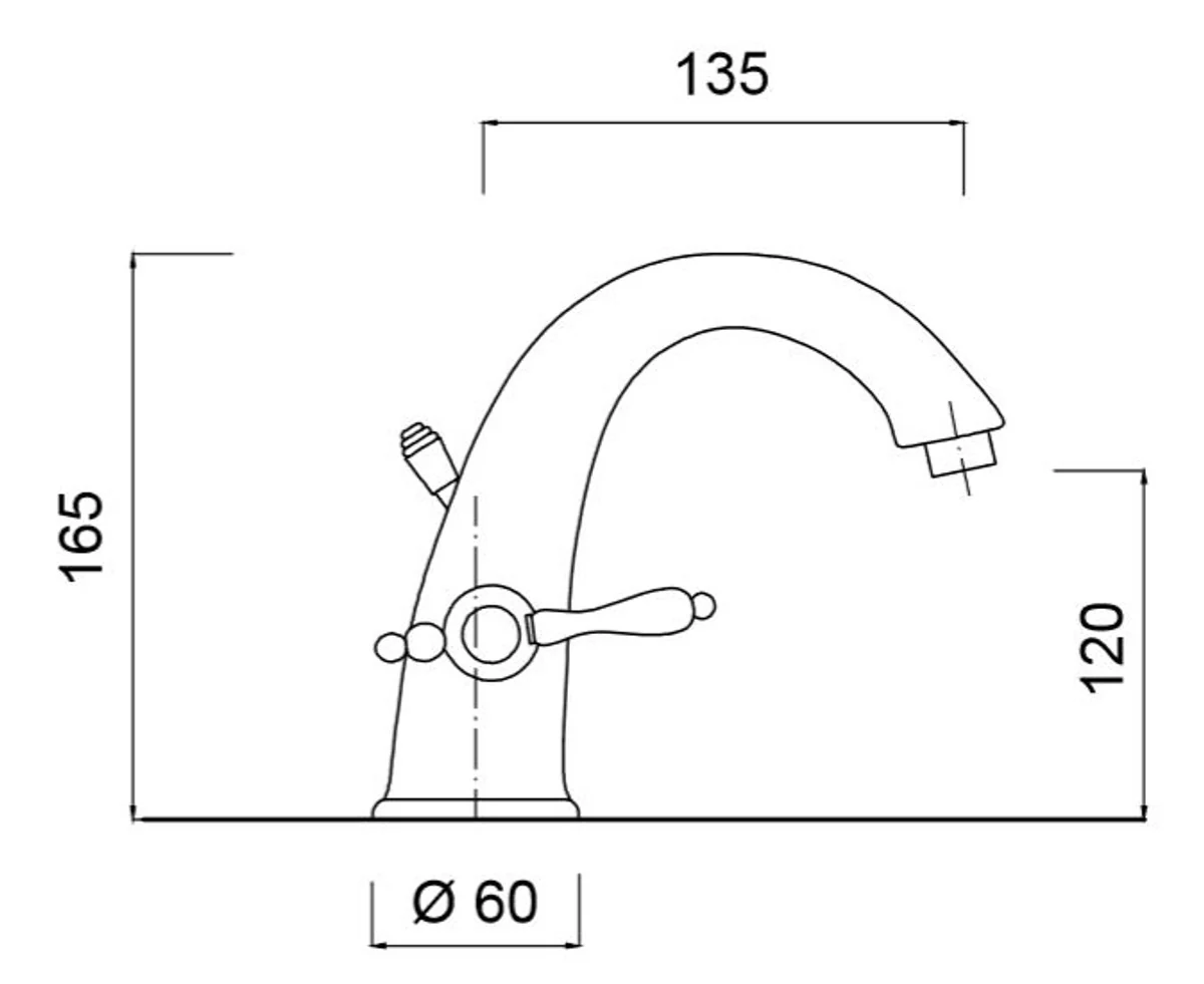 Jugendstil Retro Waschtischarmatur Silber / Weiß H. 16,5 cm - Waschbecken Armatur Made in Italy