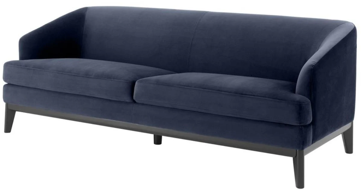 Luxus Wohnzimmer Sofa Mitternachtsblau / Schwarz 195 x 90 x H. 75 cm - Luxus Möbel