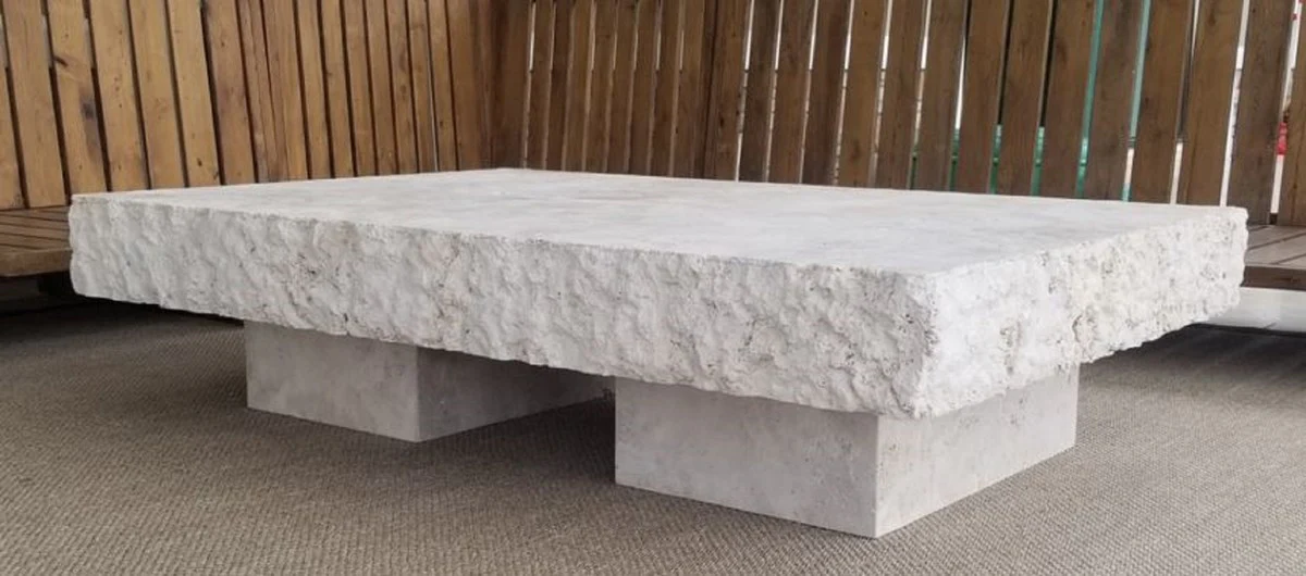 Luxus Couchtisch Weiß 110 x 70 x H. 35 cm - Moderner Marmor Wohnzimmertisch - Luxus Marmor Wohnzimmer Möbel