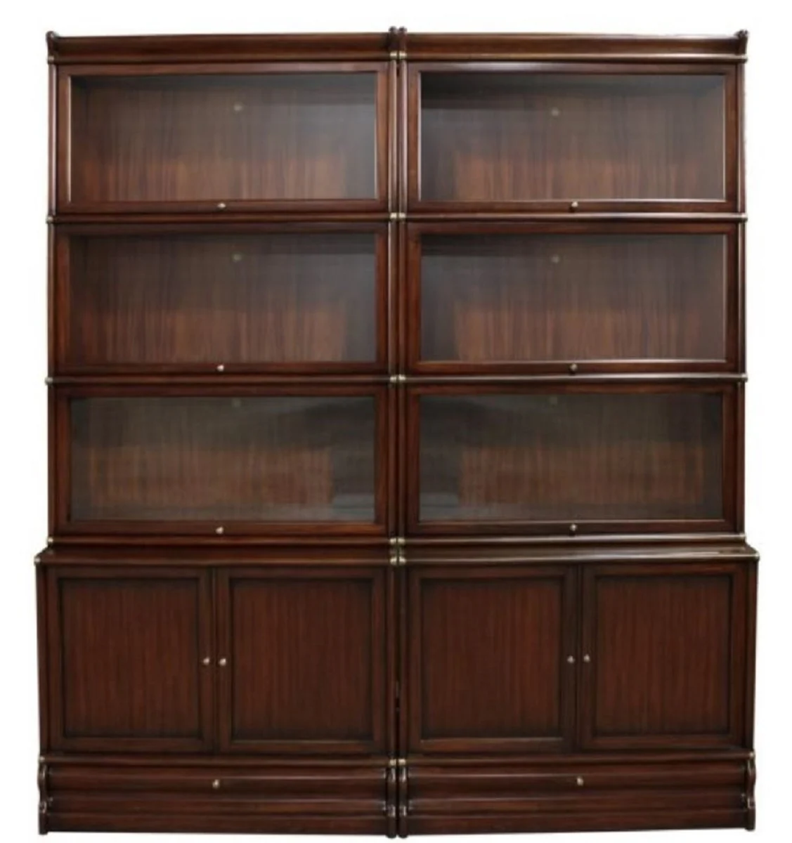 Luxus Mahagoni Bücherschrank mit 10 Türen und 2 Schubladen Dunkelbraun 172 x 47 x H. 234 cm - Luxus Büromöbel
