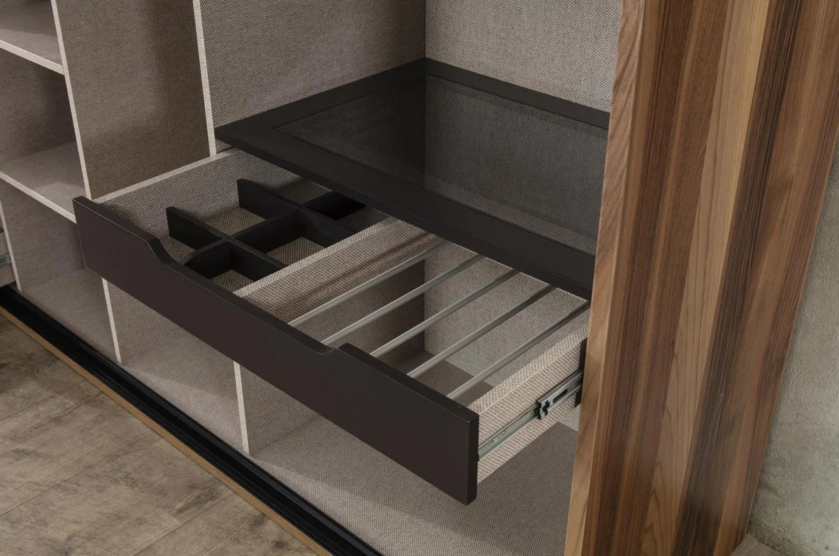 Luxus Schlafzimmerschrank Braun 260 x 70 x H. 220 cm - Moderner Massivholz Kleiderschrank mit 2 Schiebetüren - Luxus Schlafzimmer Möbel