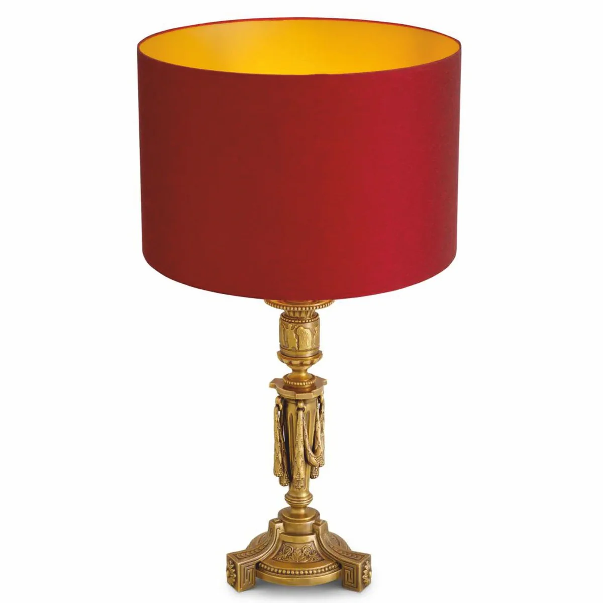 Luxus Barock Tischleuchte Antik Gold / Rot H. 83,5 cm - Barock Schreibtischleuchte