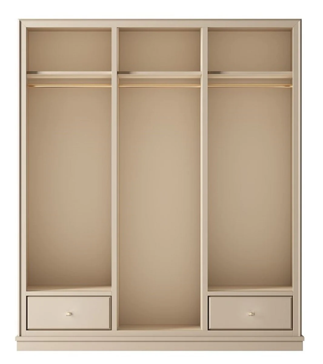 Luxus Kleiderschrank Beige 200 x 60 x H. 200 cm - Offener Schlafzimmer Schrank - Schlafzimmer Möbel - Hotel Möbel - Schlafzimmer Einrichtung - Luxus Möbel - Luxus Einrichtung
