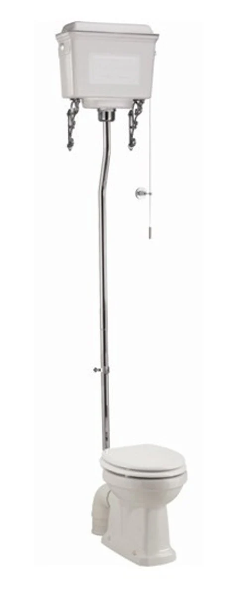 Luxus Jugendstil WC Weiß / Weiß hochhängend mit Aluminium Spülkasten weiß lackiert - Barockstil Antik Stil