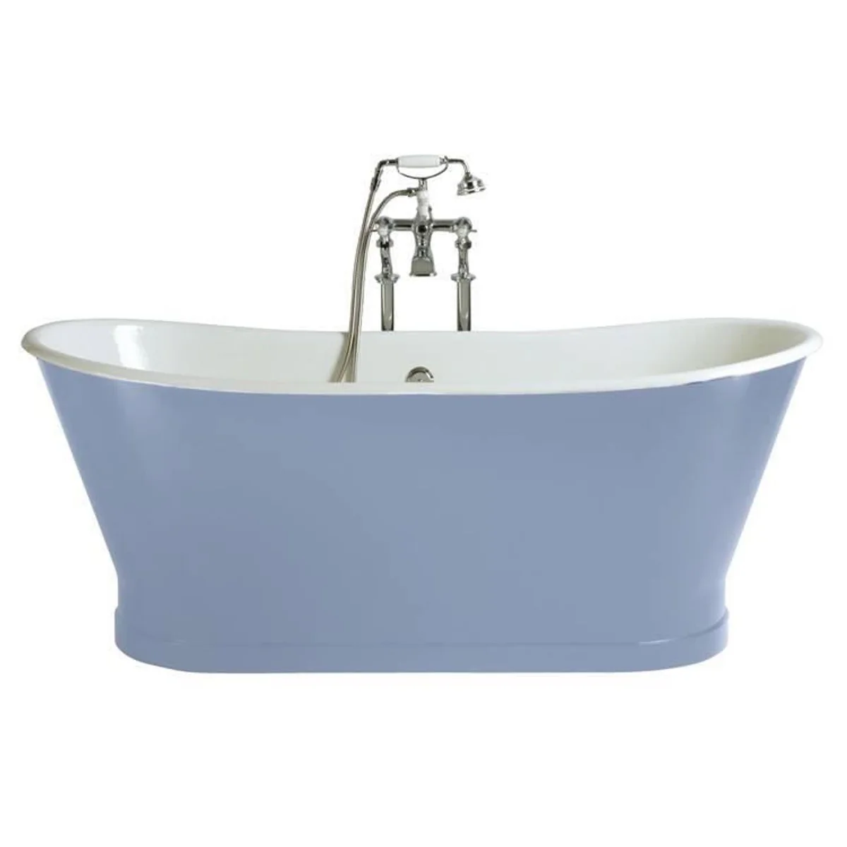 Luxus Gusseisen Badewanne Hellblau / Weiß 170 x 68 x H. 69.5 cm - Gebogene freistehende Badewanne - Barock & Jugendstil Badezimmer Möbel
