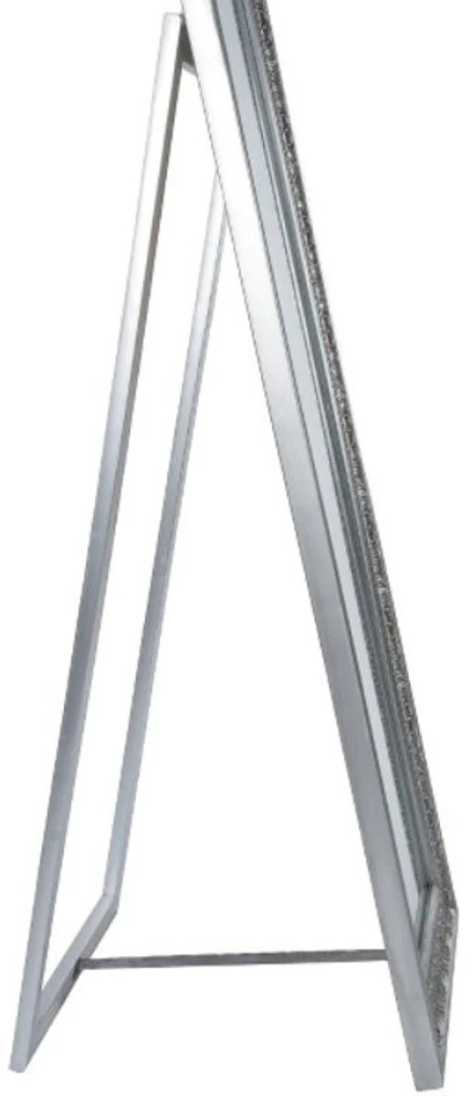 Barock Standspiegel / Wandspiegel Silber 45 x H. 180 cm - Handgefertigter Spiegel mit Holzrahmen & wunderschönen Verzierungen