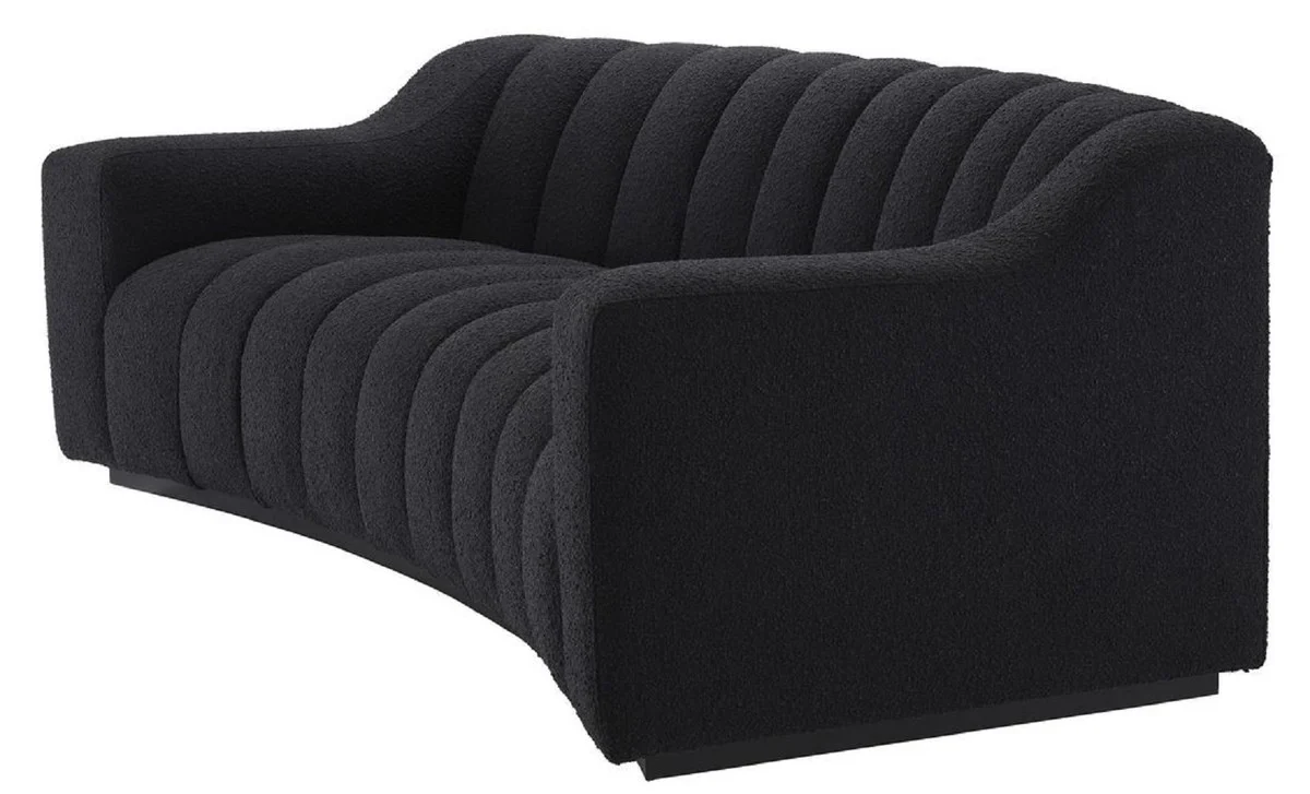Luxus Sofa Schwarz 234 x 96 x H. 76,5 cm - Leicht gebogenes Wohnzimmer Sofa - Hotel Sofa - Luxus Qualität