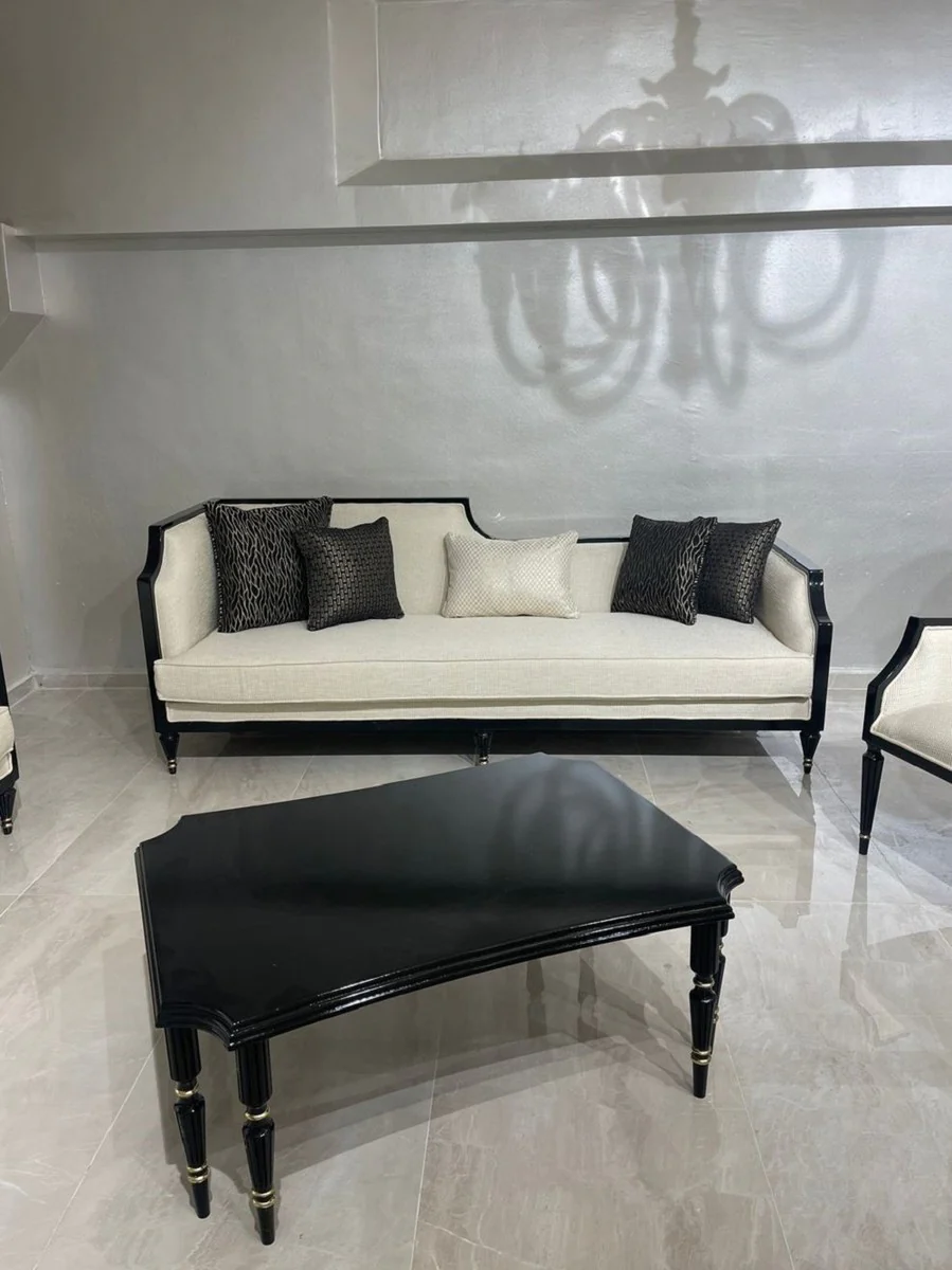Luxus Art Deco Couchtisch Schwarz / Gold - Rechteckiger Wohnzimmertisch - Wohnzimmer Möbel - Art Deco Möbel - Luxus Möbel - Luxus Einrichtung - Wohnzimmer Einrichtung