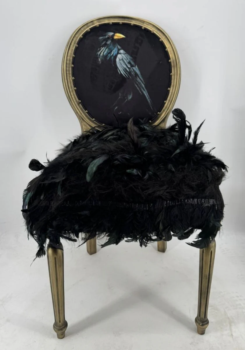 Luxus Barock Esszimmer Stuhl Krähe Schwarz Antik Gold - Barock Esszimmer Möbel