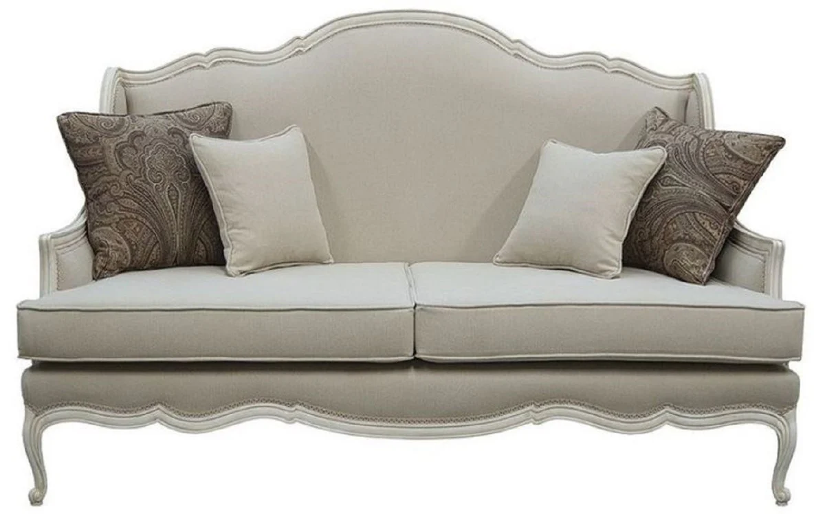 Luxus Barock Sofa Grau / Antik Grau 185 x 95 x H. 111 cm - Wohnzimmer Sofa mit dekorativen Kissen - Edle Barock Möbel