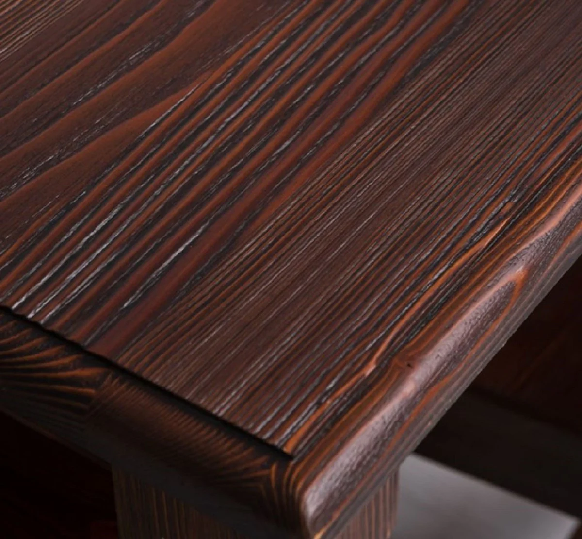 Landhausstil Esszimmer Möbel Set Dunkelbraun - 1 Landhausstil Esstisch & 6 Landhausstil Esszimmerstühle - Massivholz Esszimmer Möbel - Landhausstil Esszimmer Möbel