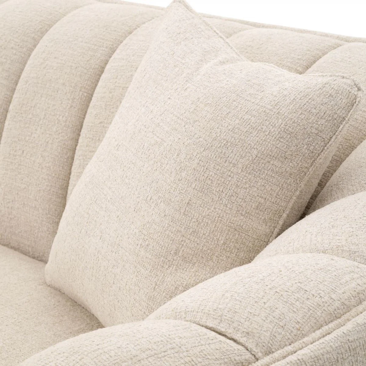 Luxus Sofa Beige / Schwarz 240 x 96 x H. 74,5 cm - Wohnzimmer Sofa mit 2 Kissen - Wohnzimmer Möbel - Luxus Möbel - Wohnzimmer Einrichtung - Luxus Einrichtung - Luxus Qualität