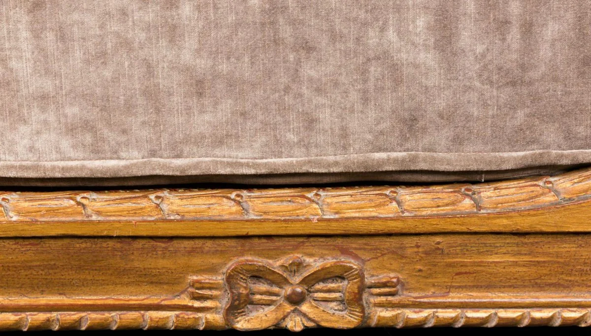 Luxus Barock Sofa mit Kissen Braun / Taupe 187 x 89 x H. 103 cm - Handgefertigtes Sofa im Antik Stil - Wohnzimmer Möbel