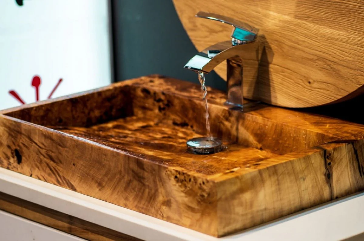 Luxus Massivholz Waschbecken Braun - Verschiedene Größen