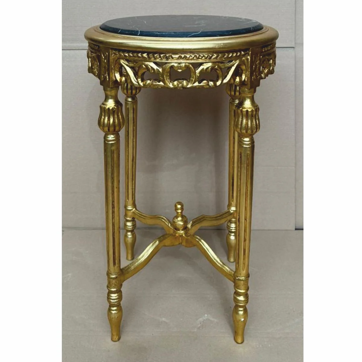 Barock Beistelltisch Gold / Schwarz Ø 45 x H. 72 cm - Barock Möbel