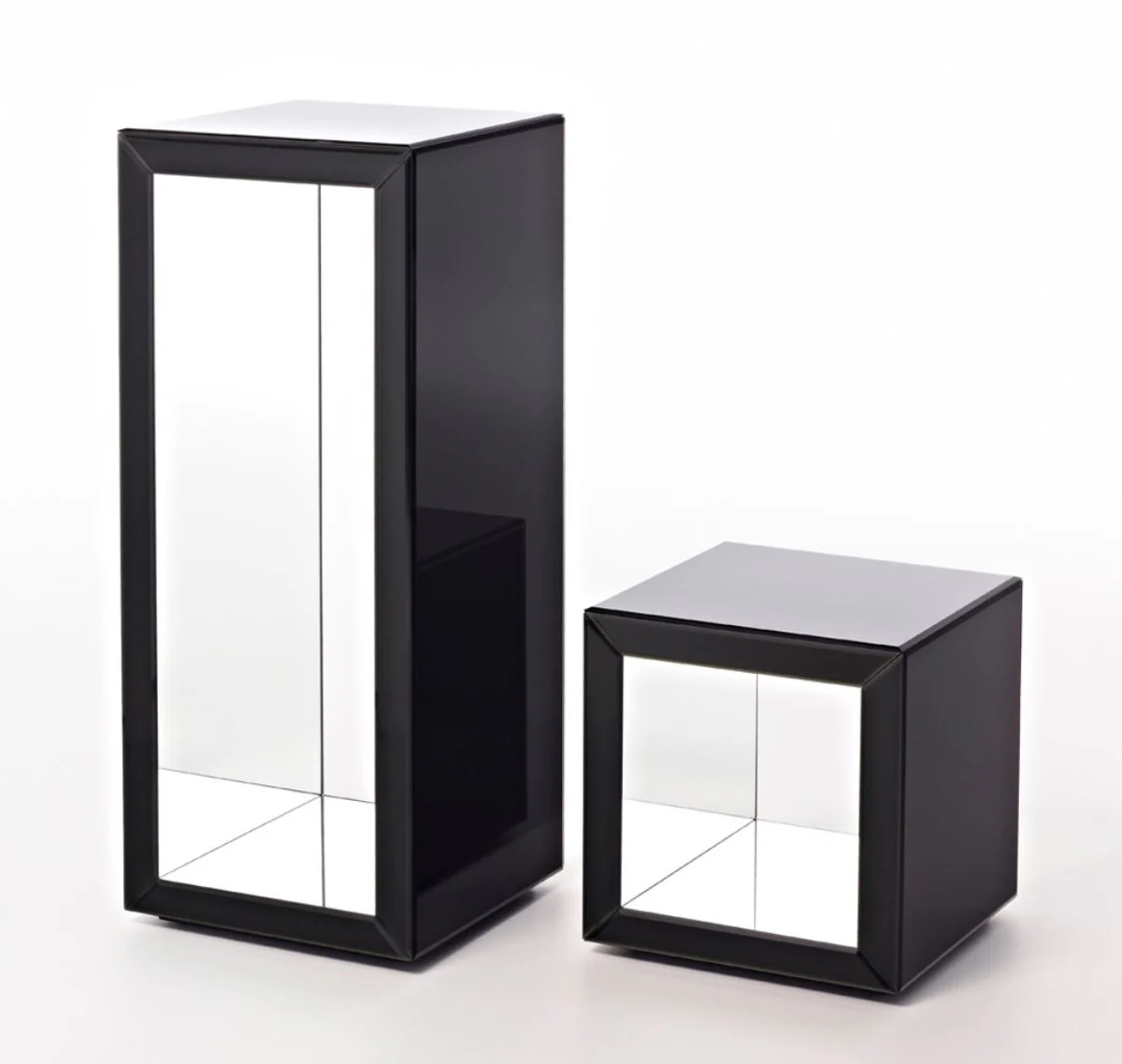 Luxus Beistelltisch im Säulen Design Schwarz 46 x 46 x H. 112 cm - Luxus Qualität