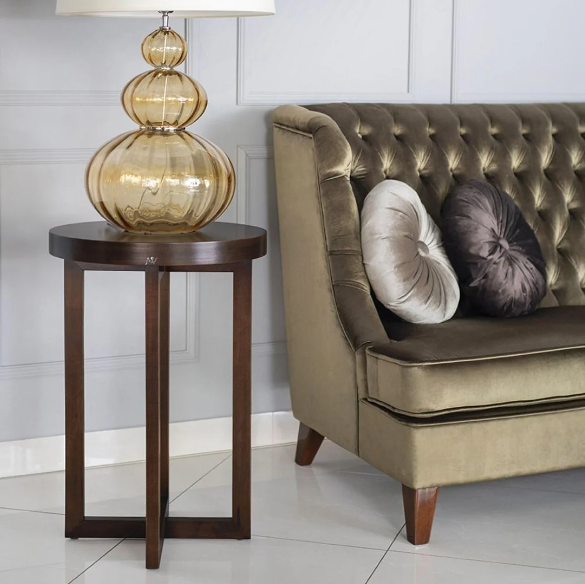 Luxus Chesterfield 3er Sofa Grün / Braun 230 x 95 x H. 102 cm - Modernes Wohnzimmer Sofa - Luxus Chesterfield Wohnzimmer Möbel