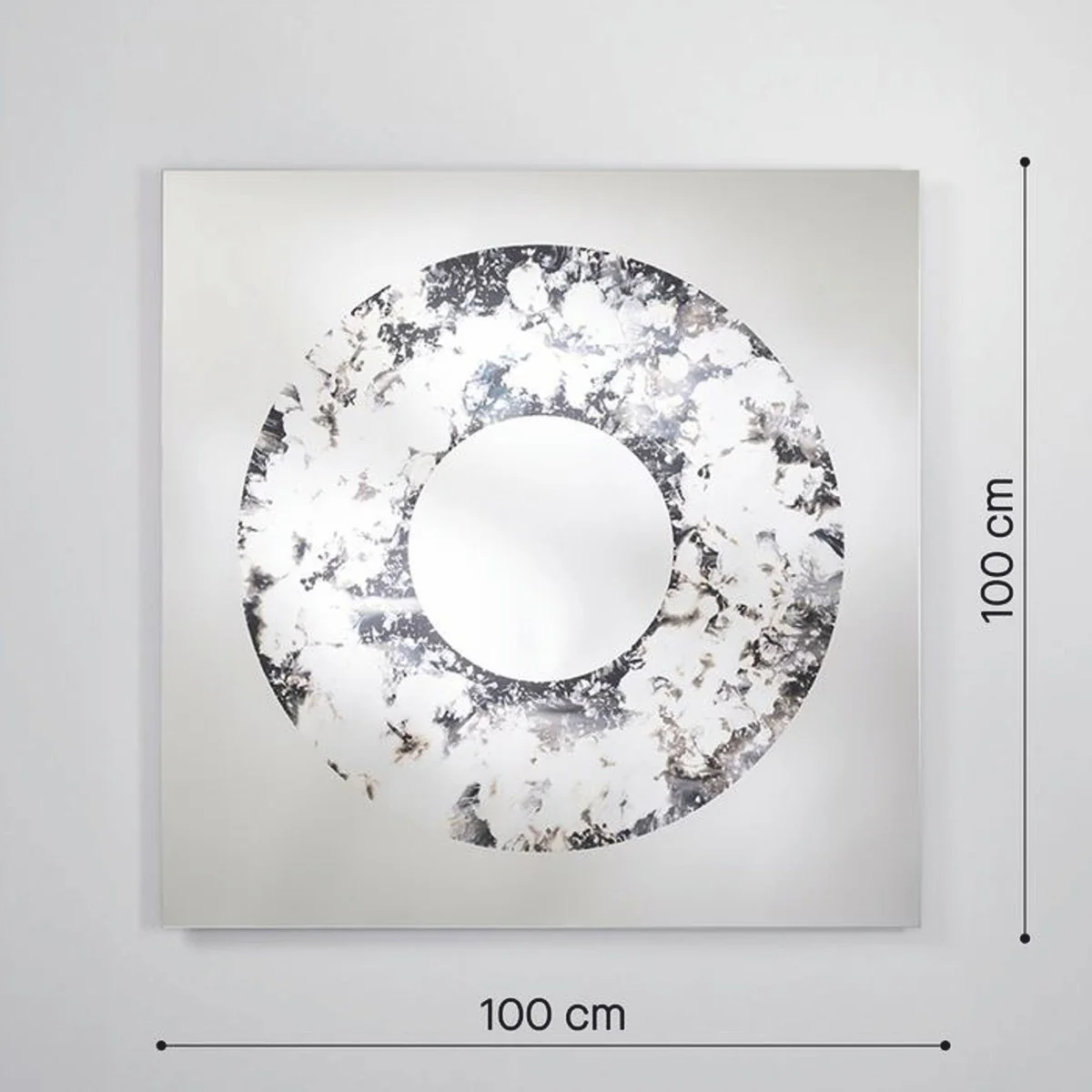 Luxus Wandspiegel Schwarz / Silber 100 cm - Luxus Interior