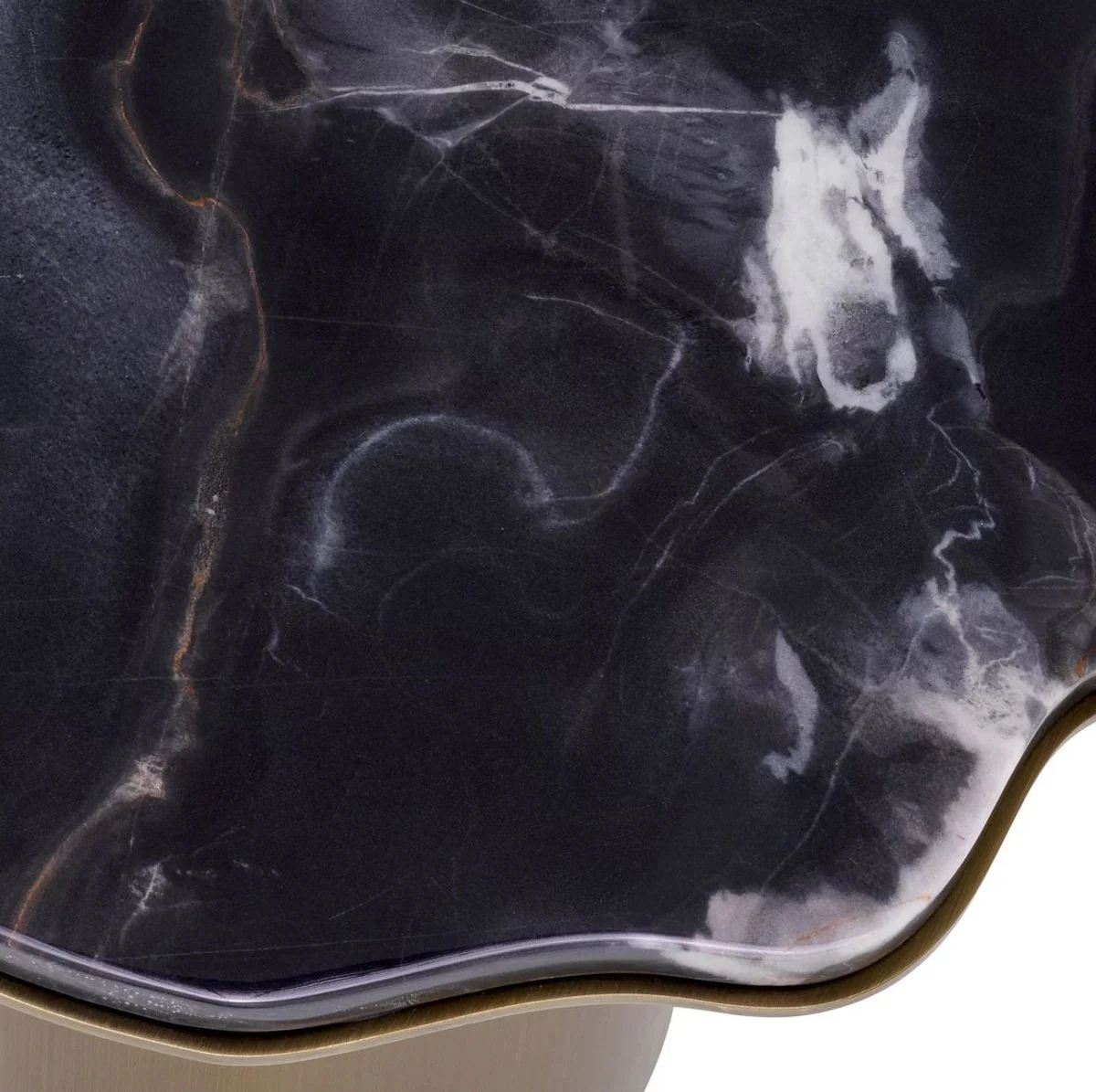 Luxus Beistelltisch Schwarz / Messing 58,5 x 60,5 x H. 51 cm - Edelstahl Tisch mit Marmorplatte - Wohnzimmer Möbel - Luxus Möbel - Wohnzimmer Einrichtung - Luxus Qualität