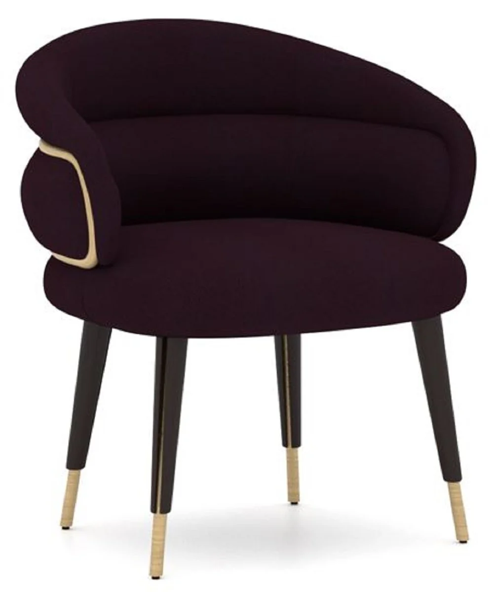 Luxus Esszimmer Stuhl 6er Set Lila / Schwarz / Beige - Küchen Stühle mit Armlehnen - Esszimmer Möbel - Restaurant Möbel - Hotel Möbel - Luxus Möbel