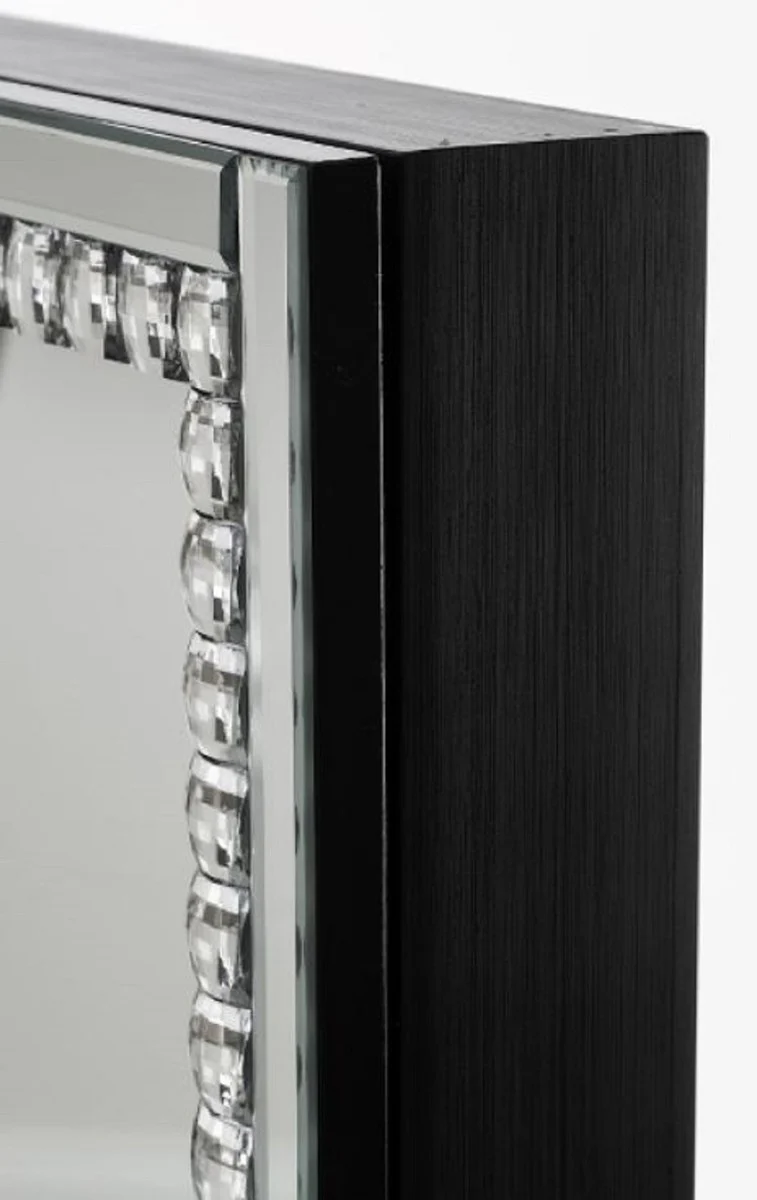 Luxus Schmuckschrank mit Spiegeltür Silber / Schwarz 35 x 9 x H. 120 cm - Luxus Kollektion
