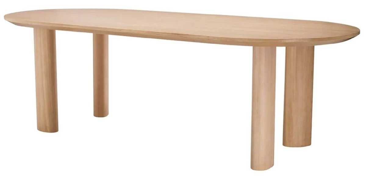 Luxus Esstisch Naturfarben 244 x 109,5 x H. 77 cm - Ovaler Massivholz Küchentisch - Esszimmer Möbel - Küchen Möbel - Luxus Möbel - Luxus Einrichtung