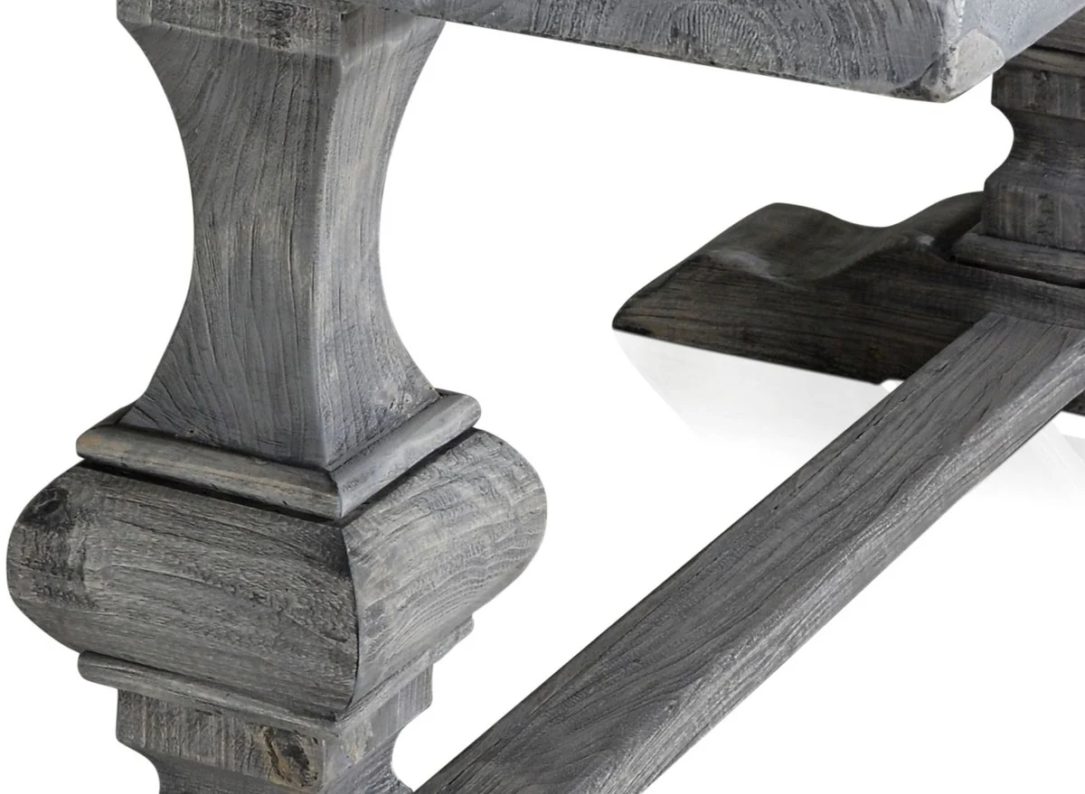 Luxus Massivholz Esstisch Grau 180 x 90 x H. 76 cm - Rechteckiger Küchentisch aus hochwertigen unbehandeltem Altholz