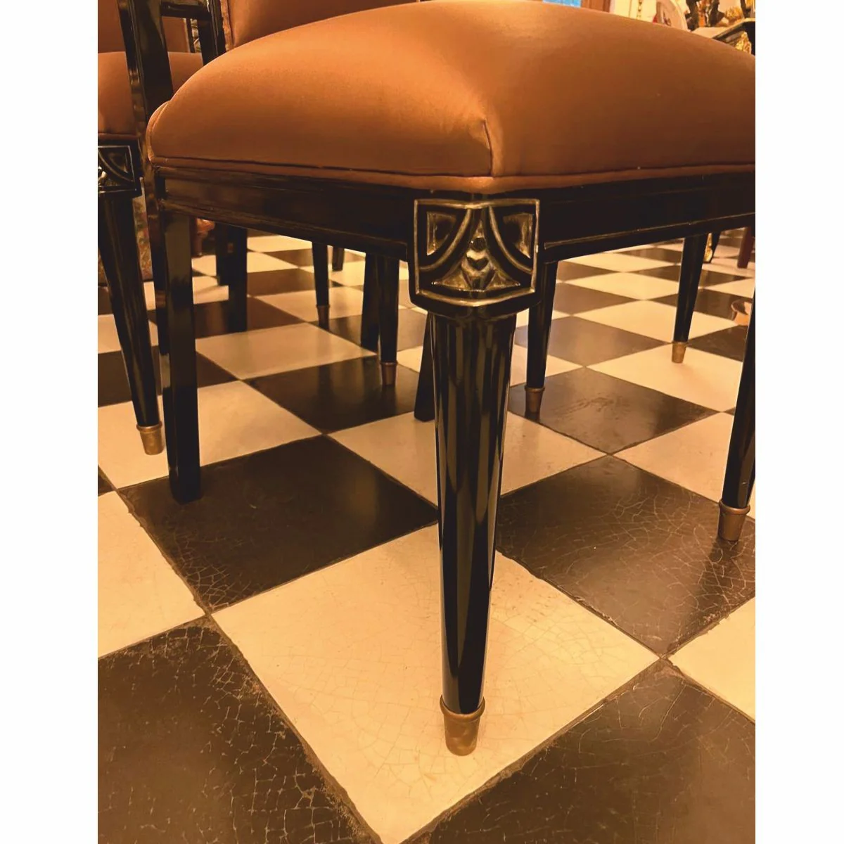 Luxus Barock Esszimmerstuhl 4er Set Braun / Schwarz / Gold - Barock Möbel