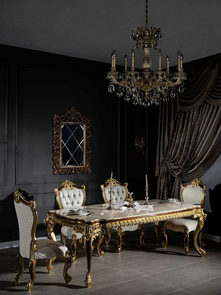 Luxus Barock Esstisch 230 x 105 x H. 80 cm - Prunkvoller Massivholz Esszimmertisch - Esszimmer Möbel im Barockstil