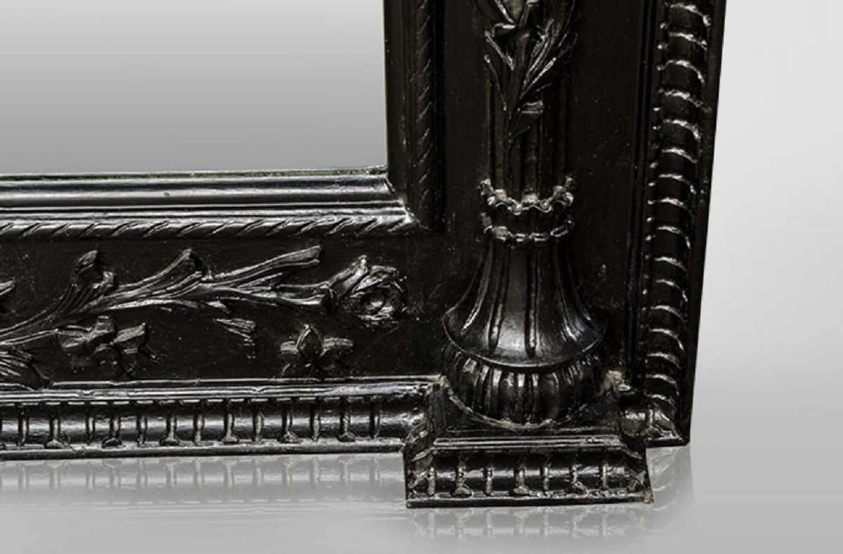 Barock Spiegel Schwarz - Barockstil Spiegel mit eleganten Verzierungen - Riesiger Barockstil Wandspiegel - Barock Garderoben Spiegel - Barock Möbel - Möbel Barockstil