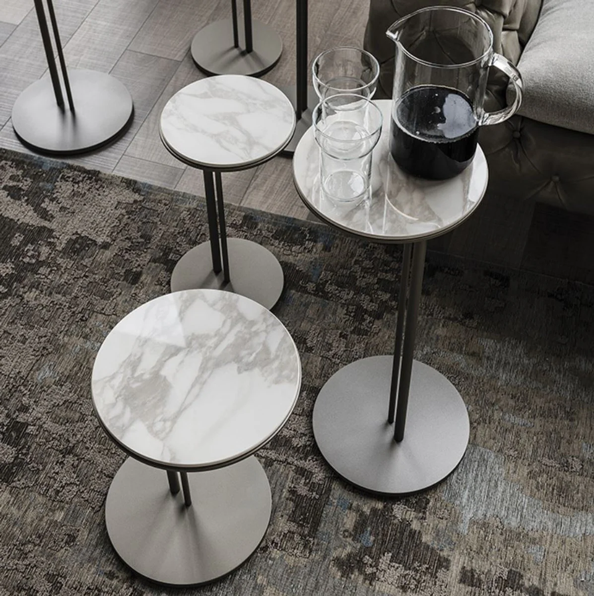 Luxus Baumwoll Teppich Beige / Braun / Blau - Verschiedene Größen - Rechteckiger Wohnzimmer Teppich mit Relief Struktur - Luxus Kollektion