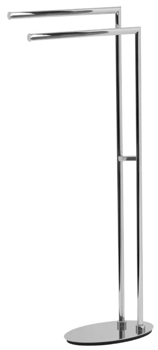 Luxus Badezimmer Handtuchhalter Silber 32 x H. 87,5 cm - Freistehender Messing Handtuchhalter - Badezimmer Möbel - Hotel Möbel - Luxus Qualität - Made in Italy