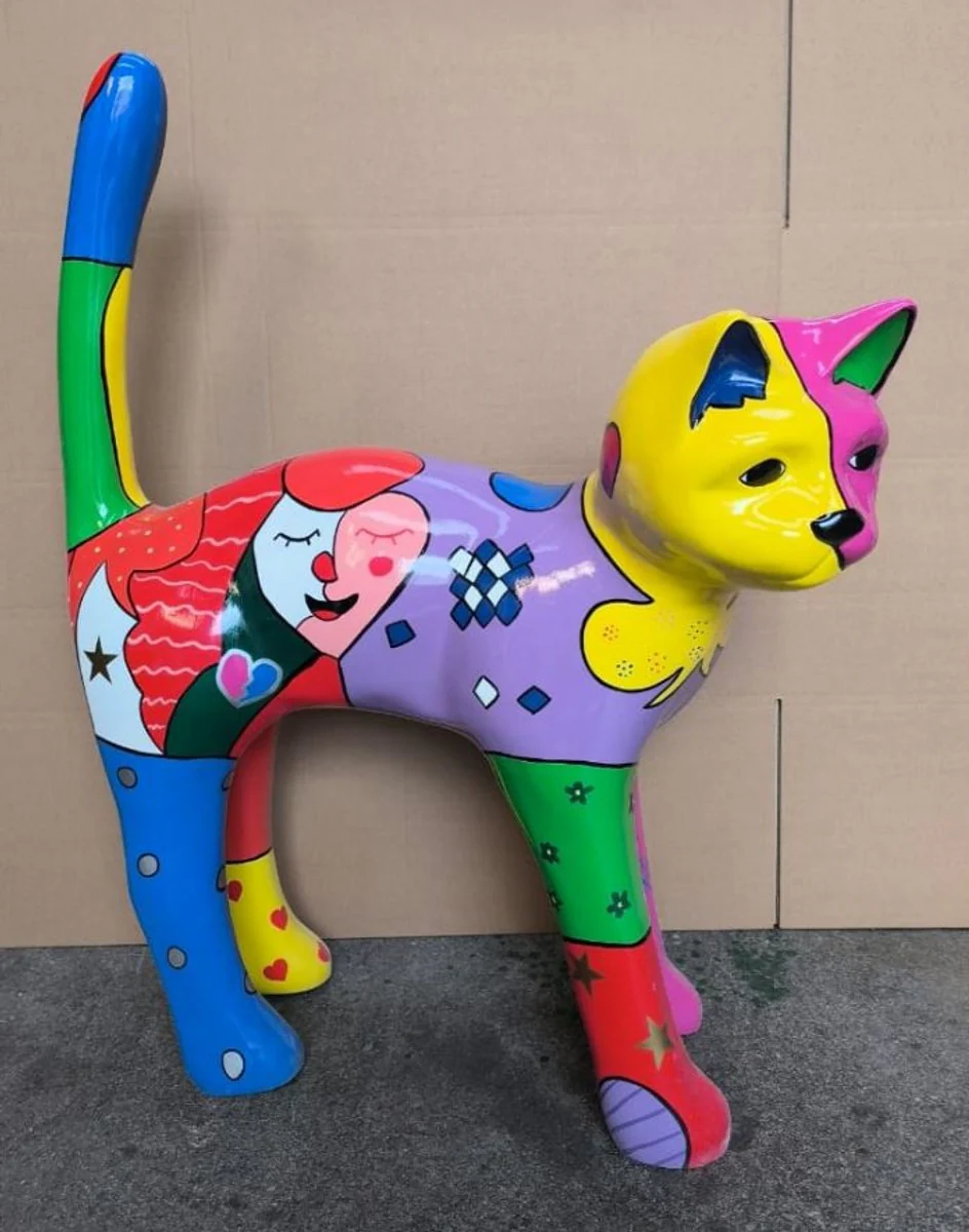 Deko Figur Katze Bunt H. 110 cm - Garten Deko Tier Figur