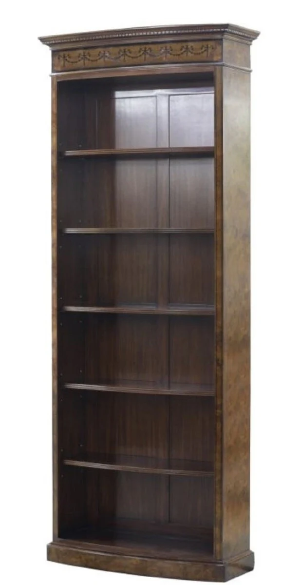 Luxus Barock Bücherschrank Braun / Dunkelbraun 88 x 34 x H. 222 cm - Luxus Regalschrank im Barockstil