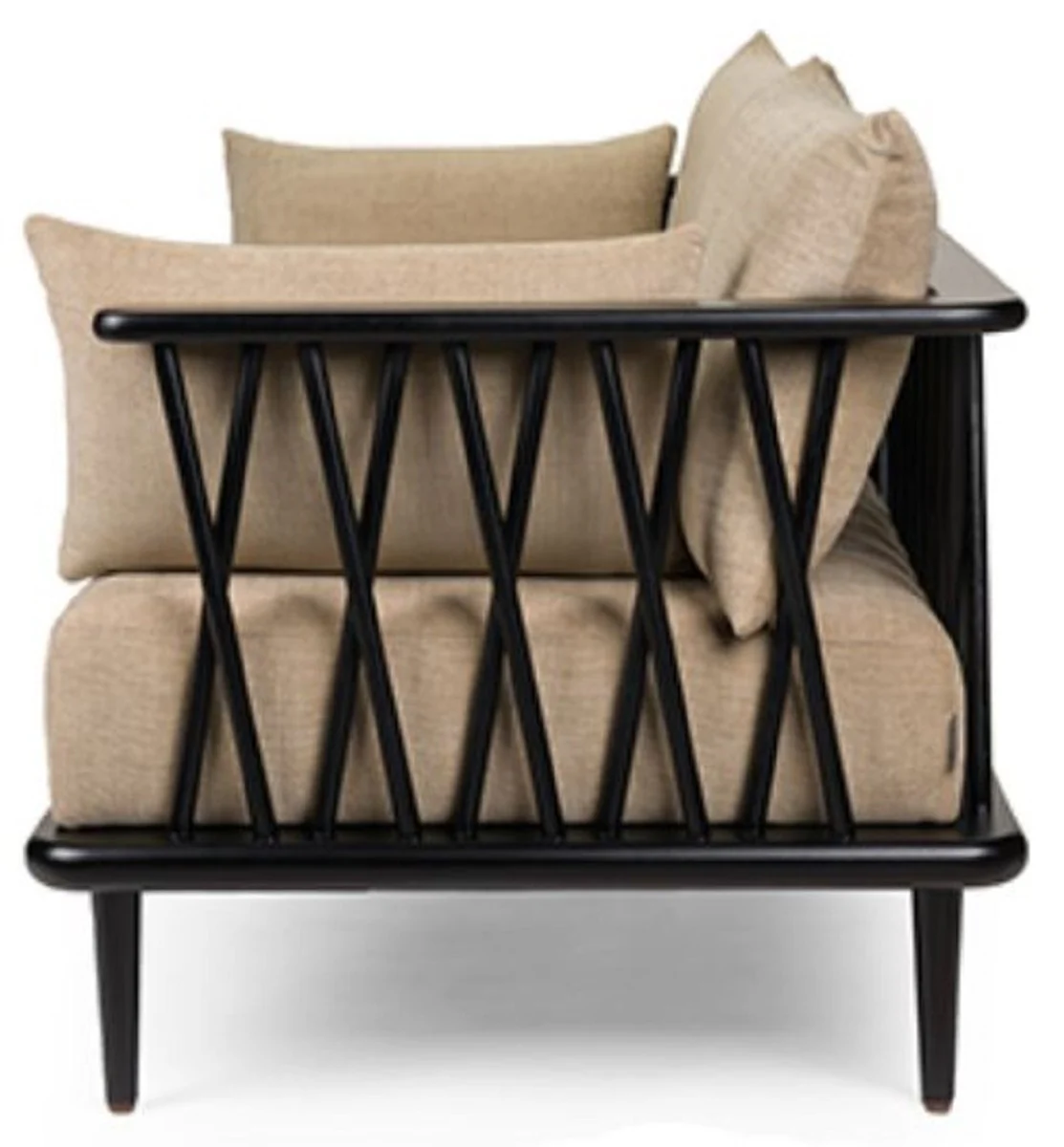 Luxus Sofa Beige / Schwarz 169,5 cm - Luxus Wohnzimmer Möbel