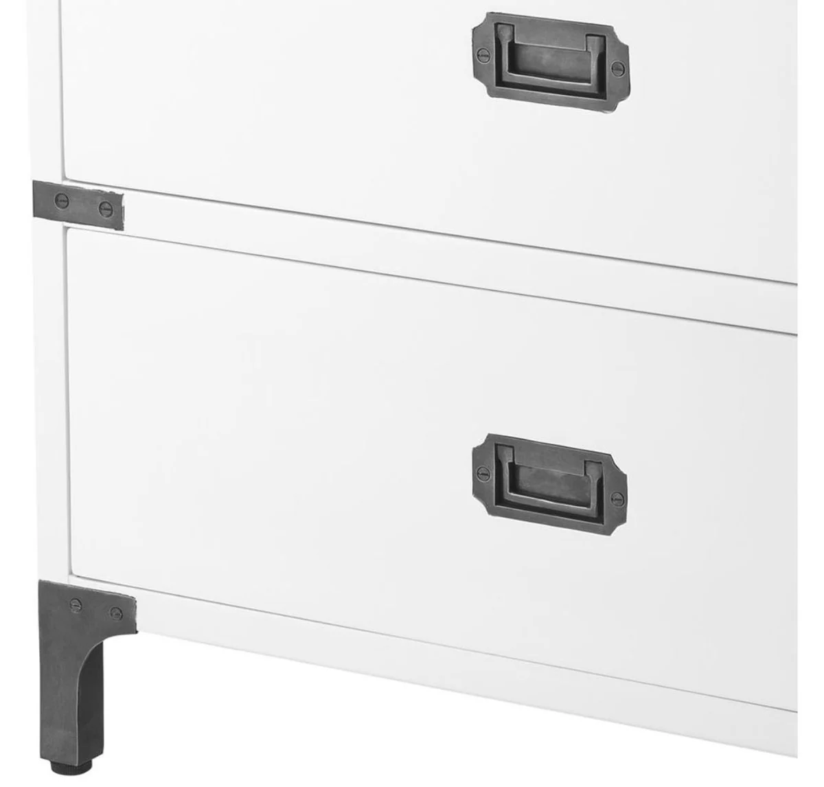 Luxus Beistelltisch mit 3 Schubladen Weiß 71 x 40,5 x H. 74 cm - Wohnzimmermöbel