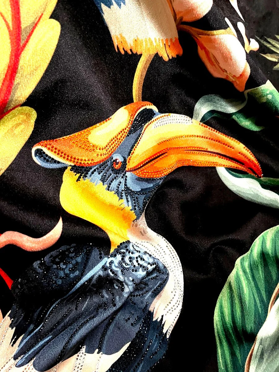 Luxus Wohndecke Pompöös by Jungle Schwarz / Mehrfarbig mit extrem vielen Glitzersteinen - Pompööse Decke designed by Harald Glööckler Dschungel