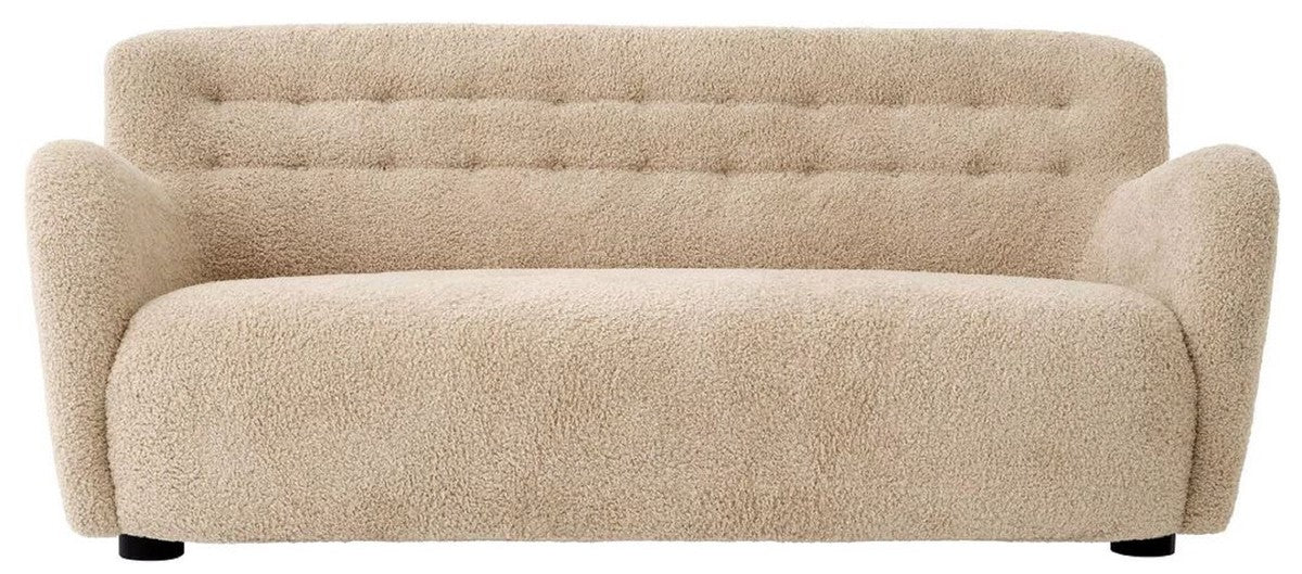 Luxus Sofa Sandfarben / Schwarz 188 x 87 x H. 80 cm - Wohnzimmer Sofa - Hotel Sofa - Wohnzimmer Möbel - Wohnzimmer Einrichtung - Hotel Möbel - Luxus Möbel - Luxus Einrichtung