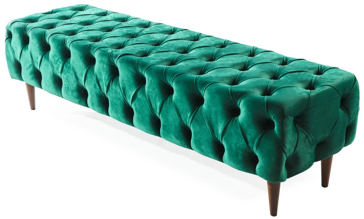 Luxus Chesterfield Doppelbett Grün / Braun - Verschiedene Größen - Modernes Bett mit Matratze und Sitzbank - Schlafzimmer Möbel