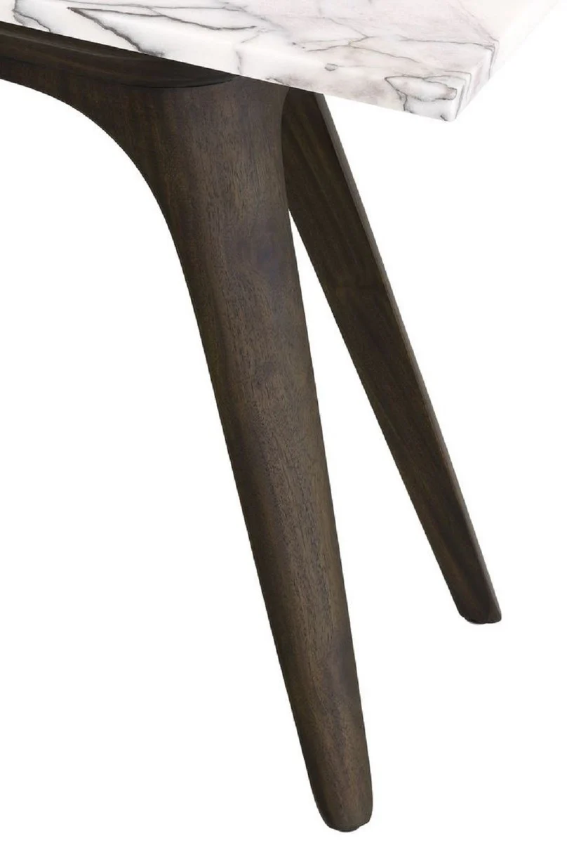 Luxus Beistelltisch Mokka / Weiß-Flieder 60 x 30 x H. 51 cm - Rechteckiger Mahagoni Tisch mit Marmorplatte - Wohnzimmer Möbel - Luxus Möbel