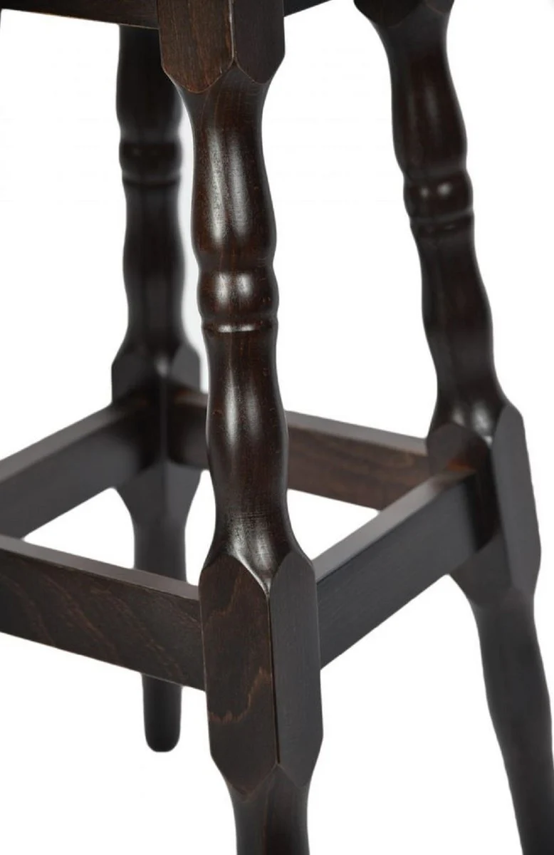 Jugendstil Barhocker Schwarz / Dunkelbraun H. 80 cm - Runder Kunstleder Barstuhl