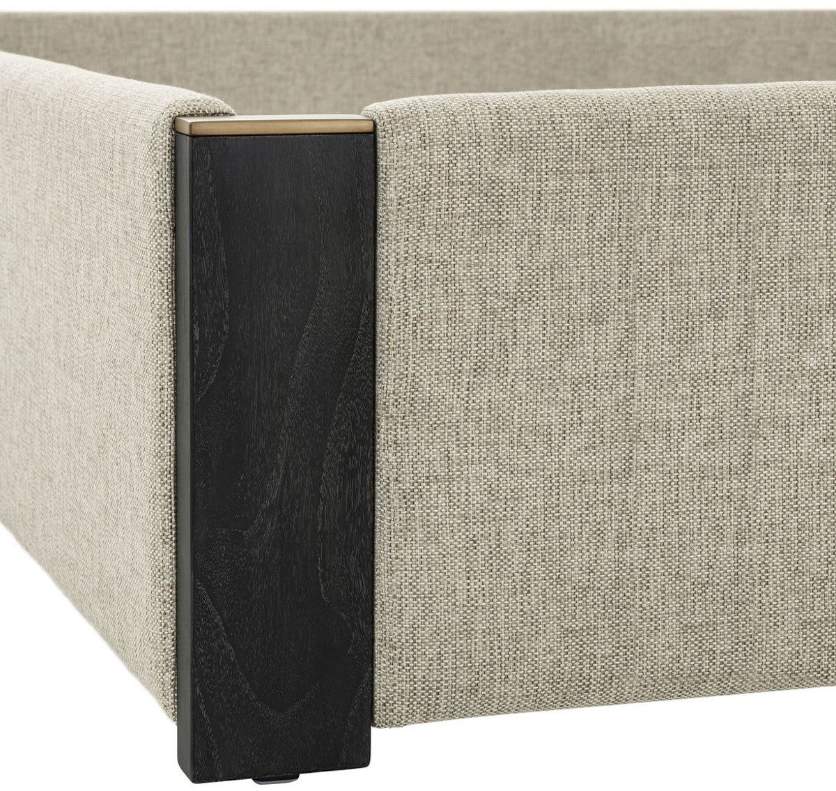 Luxus Doppelbett Rahmen mit Kopfteil Naturfarben / Messing / Anthrazitgrau 224 x 224 x H. 145,5 cm - Schlafzimmer Möbel - Hotel Möbel - Luxus Qualität