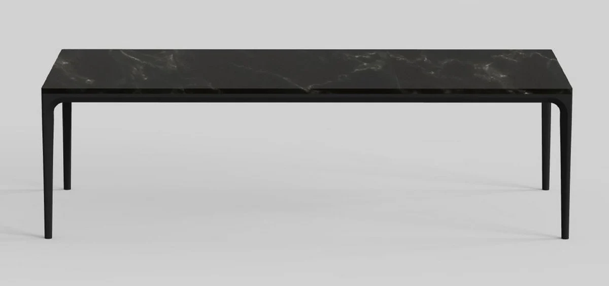 Luxus Esstisch mit Kunstmarmor Tischplatte Schwarz 240 cm