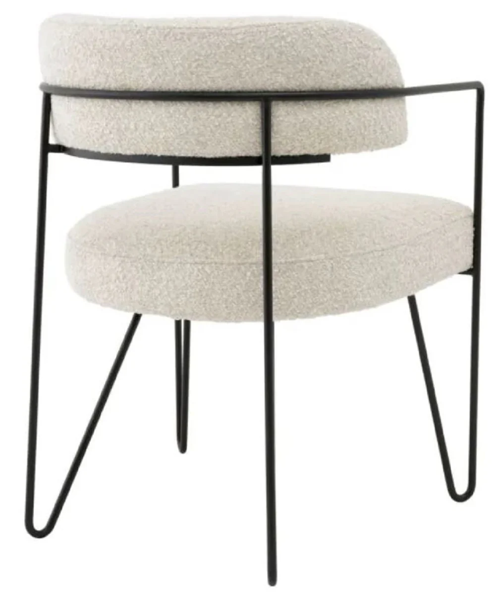 Luxus Esszimmer Stuhl mit Armlehnen Weiß / Schwarz H. 75 cm