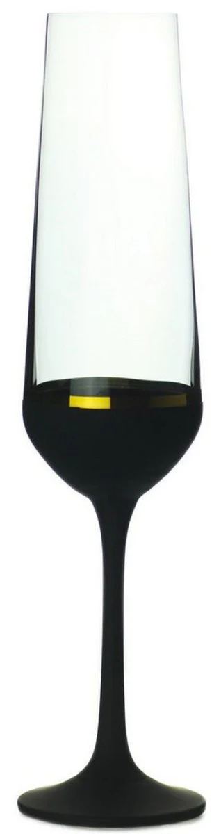Luxus Champagnerglas 6er Set Schwarz / Gold Ø 6,5 x H. 26,5 cm - Handgefertigte und handbemalte Champagnergläser - Hotel & Restaurant Accessoires - Luxus Qualität