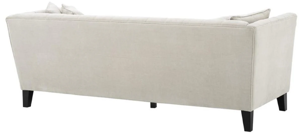 Luxus Chesterfield Wohnzimmer Sofa mit 4 Kissen Sandfarben / Schwarz 217 x 92 x H. 78 cm - Luxus Möbel